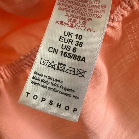 Topshop Morgan Peplum Blouse Women 6 Peach Ruffled Trim Lightweight Boho NWT - Picture 4 of 4